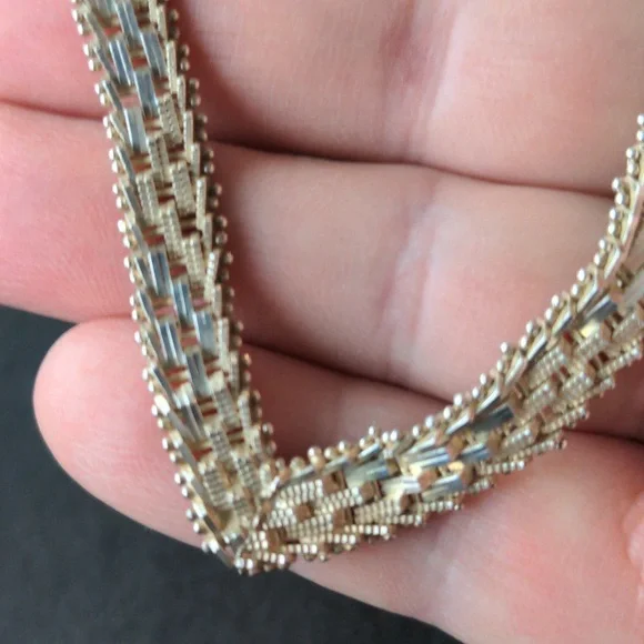 Vintage 925 sterling silver Riccio V-shape Chevron necklace - Picture 4 of 11